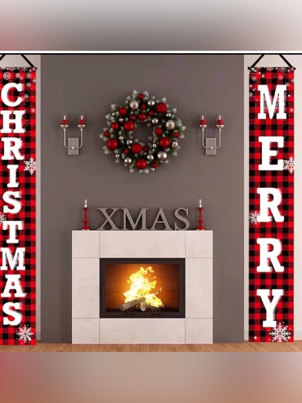 Merry & Christmas Red& Black Plaid Panels